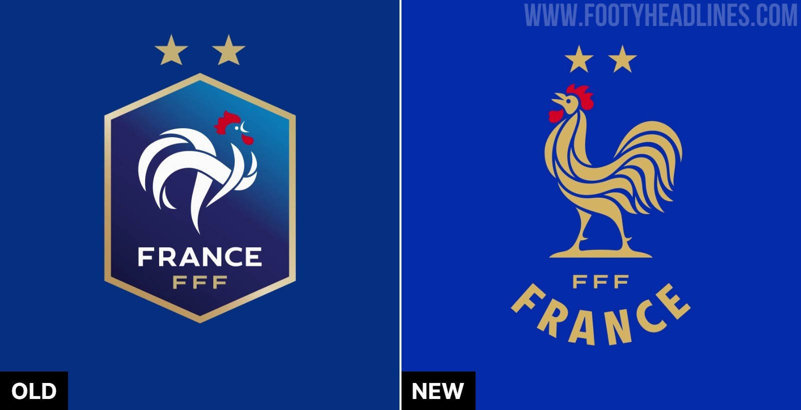 Ancien et nouveau blason de l'équipe de France 2026
