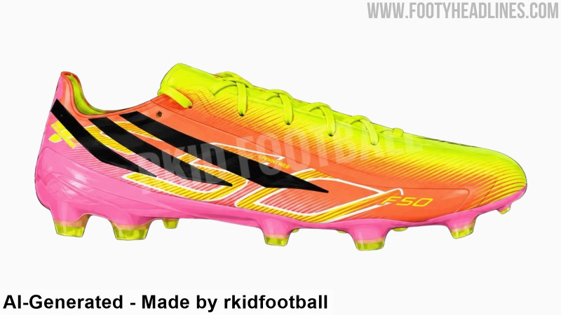 Fuite d'images des chaussures Adidas F50 Hyperfast « 2027 First Main Pack » - Ambiance coucher de soleil