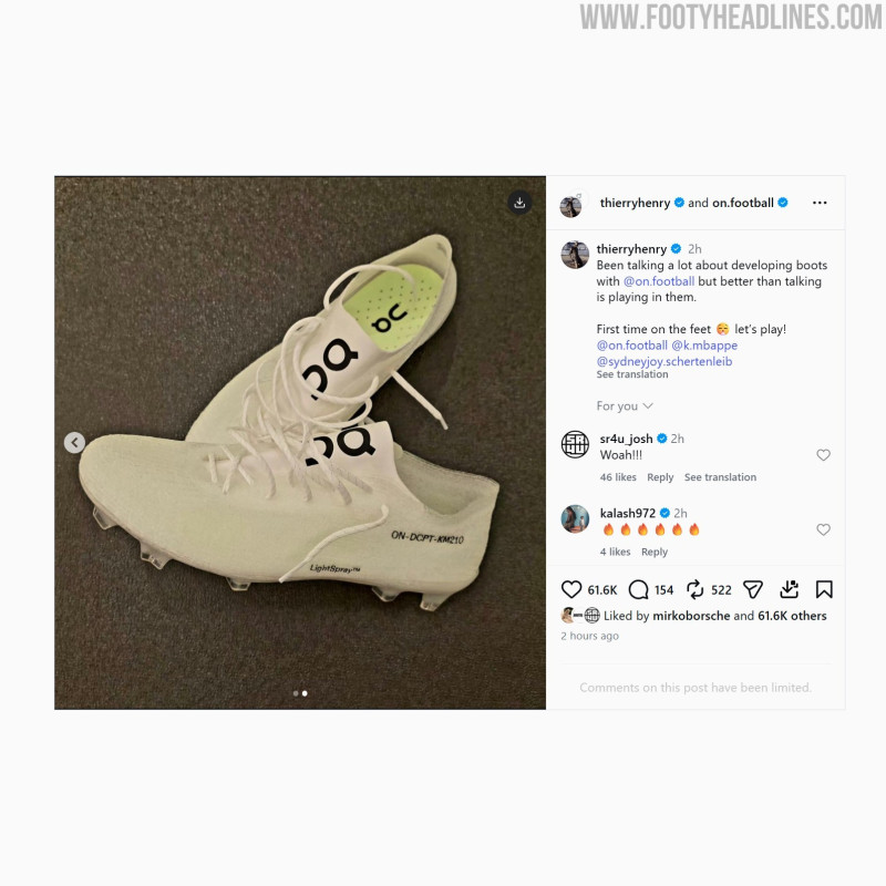 Thierry Henry nos ofrece la mejor vista hasta ahora de las botas de fútbol On LightSpray