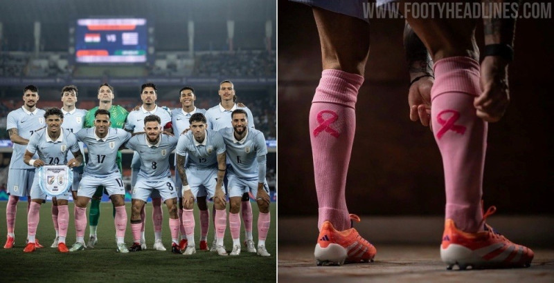 Historic Look: Uruguay Wear Pink Socks for Breast Cancer Awareness
