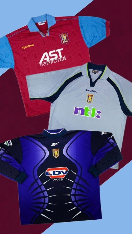 VAZOU: Equipamentos de casa, reserva e terceira camisa do Aston Villa 27-28 vão inspirar-se nos clássicos do final dos anos 90