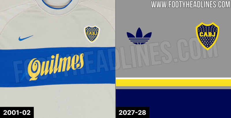 Se produce la filtración del diseño de la camiseta visitante del Boca Juniors para la temporada 27-28: inspirada en la camiseta de la temporada 2000-01