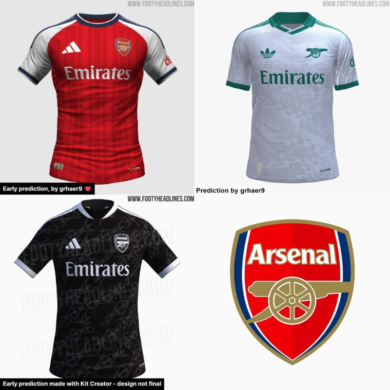 Vazaram informações sobre as camisas titular, reserva e terceira do Arsenal para a época 27-28