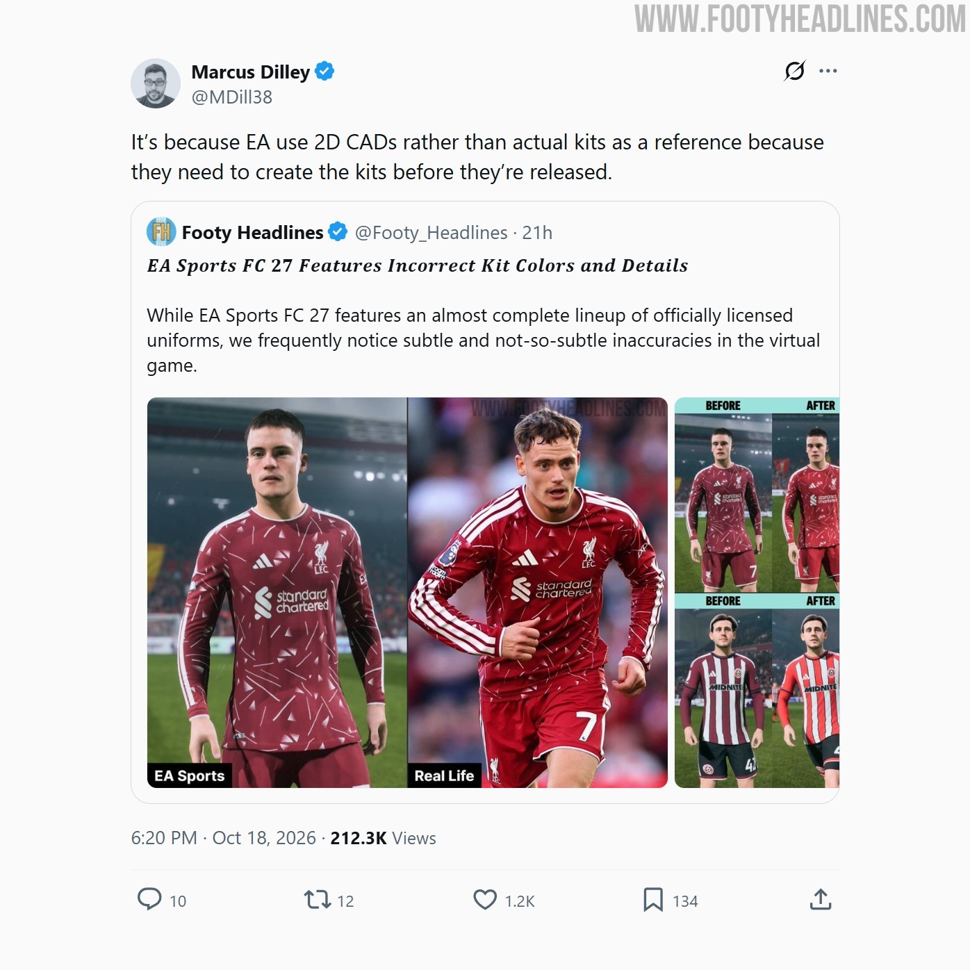 Por qué EA Sports FC suele equivocarse con los colores y los detalles de las camisetas