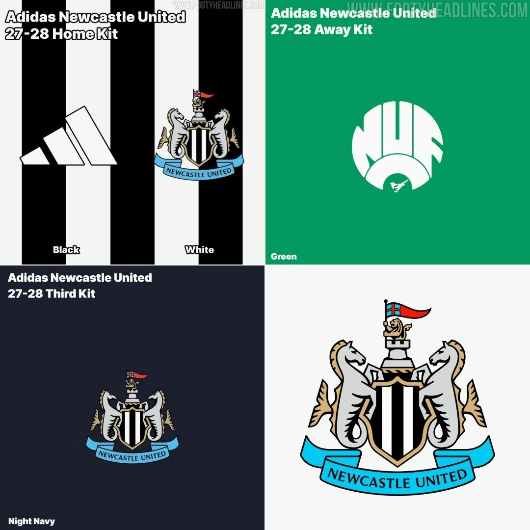 Sono filtrate le informazioni sulle maglie da casa, seconda maglia e terza maglia del Newcastle United per la stagione 27-28