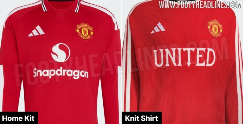 Esclusiva: filtrata la maglia a maniche lunghe in maglia Adidas del Manchester United 2026