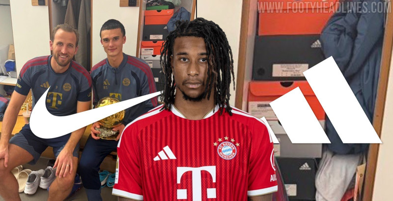 O interior do cacifo de Michael Olise: caixas de chuteiras Adidas e Nike empilhadas