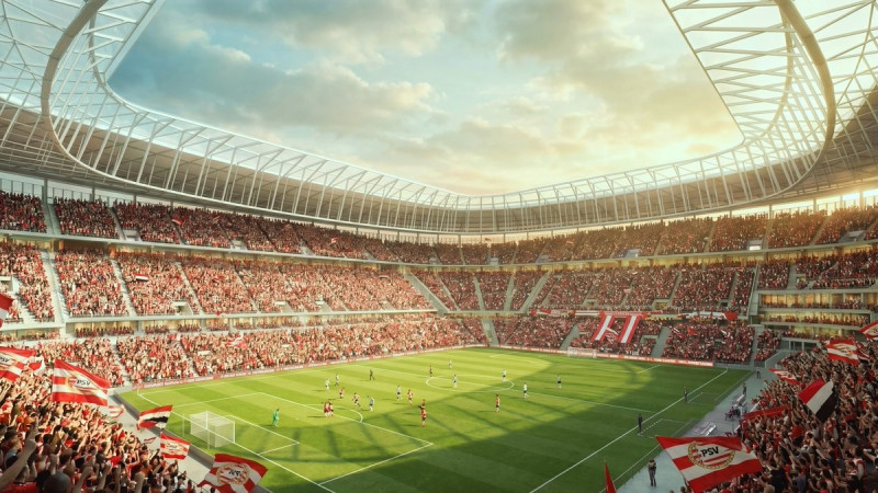 Dévoilement des rendus spectaculaires de l'extension du PSV Philips Stadion